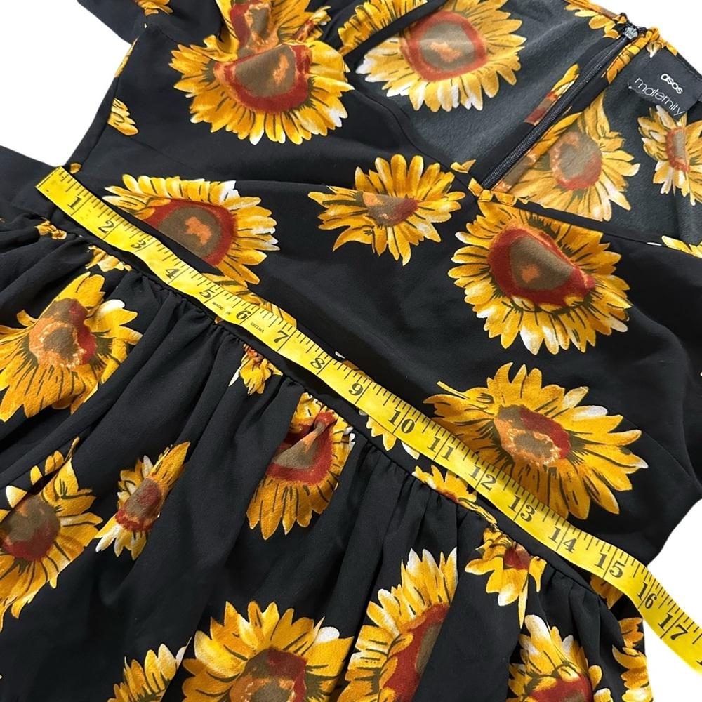 ASOS Maternity Black Sunflower Mini Dress - Picture 9 of 10